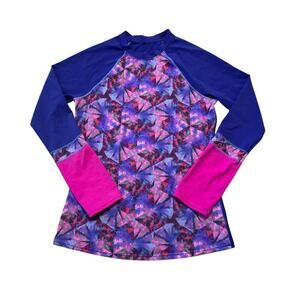 PRANA women's swim shirt; Small, Blue & Pink, Lightweight, sun protection